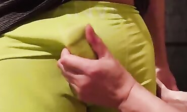 Femdom CBT & Handjob in Stretch Leggings with Cumshot
