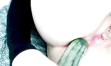Solo Babe Anal Cucumber Play and Fingering to Orgasm