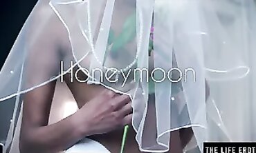 Petite African Bride Masturbates With A Bottle In Stockings
