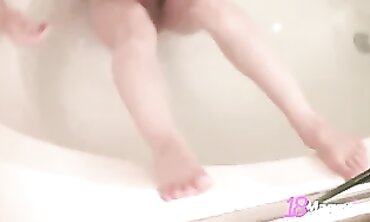 Slim Emi Clear Shaves Her Legs And Tiny Pussy