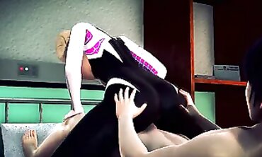 Gwen Stacey Relieves a Sick Student with Deep Throat Action