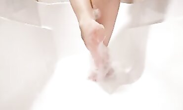 Russian Milf Omega_89 Plays with Fragrant Foam in Stilettos