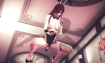 Erza Cosplay Bunny Suit 3D Blowjob and Cum