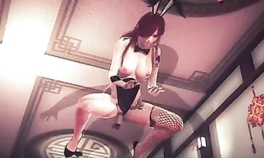 Erza Cosplay Bunny Suit 3D Blowjob and Cum