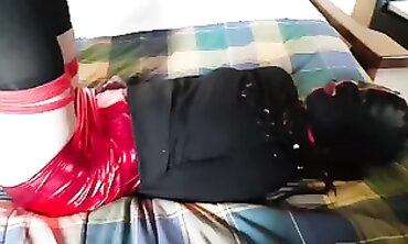 Laura On Heels: Hogtied, Hooded, and Submissive in Stockings