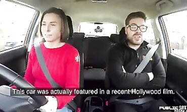 POV: British Brunette Teacher Gets Creampie in Car Backseat