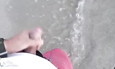 Blonde Lara Cumkitten Pounded in Red Swimsuit at the Beach