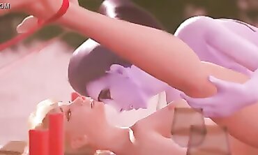 Widowmaker Claims Grace in a Busty Lesbian Hentai Encounter