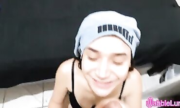 Gabbie Luna Gives a Lingerie Blowjob and Takes a Facial