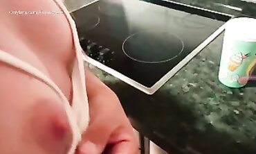 Teenie Nails Rapid Blowjob With Stepdad In Kitchen Before Mom Returns