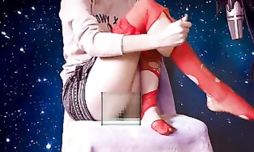 ASMR Nymph Tears Crimson Pantyhose in Modern Fashion