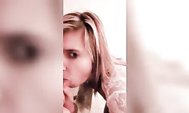Blonde MILF Gives a Deep Throat and Handjob POV