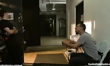 Ball-Gagged Dark-Haired Slave Gets Roped and DP'd by Mr. Pete