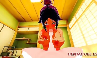 POV Yoruichi Cosplay 3D Animation: Boobjob & Oral