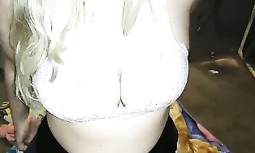 POV: Blonde MILF Mom Takes a Deep Throat Blowjob and Handjob