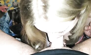 POV: Blonde MILF Mom Takes a Deep Throat Blowjob and Handjob