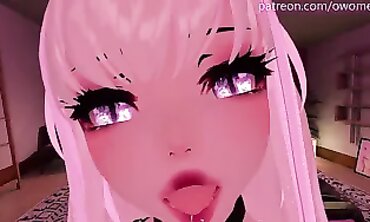 POV VRChat Blowjob with Lustful Screaming and Head Play