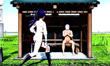MMD Latina Squirt & Rough Sex at the Bus Stop