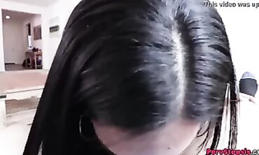 POV: Petite Latina Alina Belle Gives Stepbrother a Blowjob