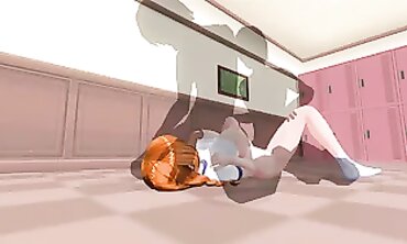 3D Hentai Gangbang: college girl Creampie in the Locker Room