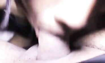 POV Amateur Brunette Gives a Dirty Blowjob and Creampie