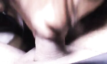 POV Amateur Brunette Gives a Dirty Blowjob and Creampie