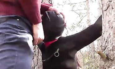 Laura On Heels Roped and Hooded for an Outdoor Blowjob