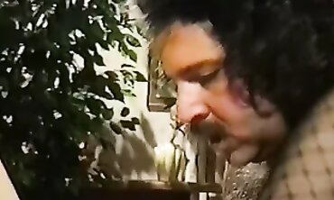 Christy Canyon and Ron Jeremy in Lingerie and Stockings