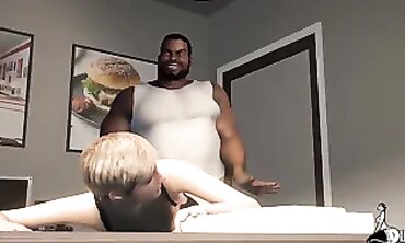Waitress Gets Anal Doggystyle from Her Black Boss