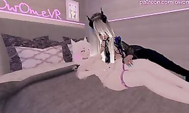 VRChat Lesbian Striptease and Foot Fetish POV