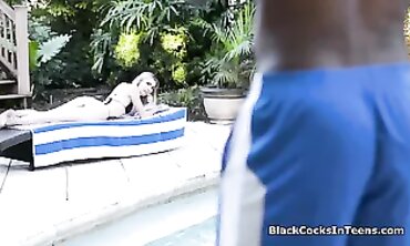 Petite Blonde Teen Tempts Pool Guy With Her Toys