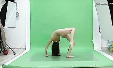 Flexible Brunette Nicole Smith Shows Off Her Big Tits in Yoga Workout