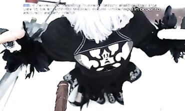2B Cosplay Solo Anal Roleplay with Creampie