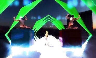 Sexy Blonde Anime MMD: Strip Dance & Hardcore Ass Fucking
