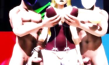 Sexy Blonde Anime MMD: Strip Dance & Hardcore Ass Fucking