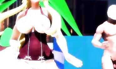 Sexy Blonde Anime MMD: Strip Dance & Hardcore Ass Fucking