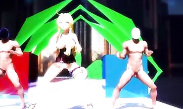 Sexy Blonde Anime MMD: Strip Dance & Hardcore Ass Fucking