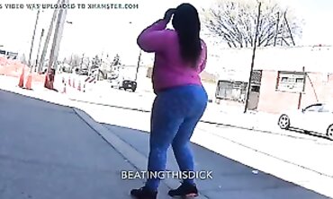 Chunky Plus-Size Black BBW In Spandex Hood
