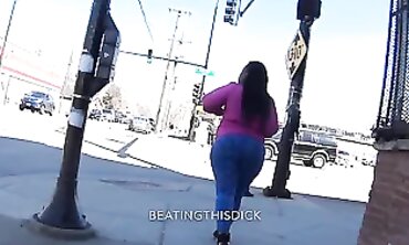 Chunky Plus-Size Black BBW In Spandex Hood