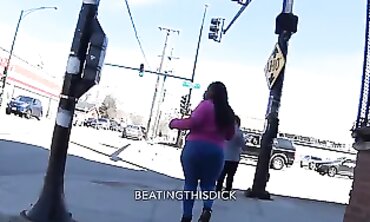 Chunky Plus-Size Black BBW In Spandex Hood