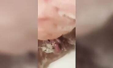 Clean-Shaved MILF Lou Little Gets Messy with a Dildo and Blowjob
