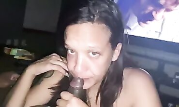 Ebony Milf Throats Baby Daddy at Work