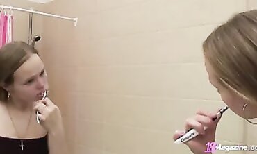 Petite Blonde Bianca Enjoys A Wet Homemade Bathroom Solo