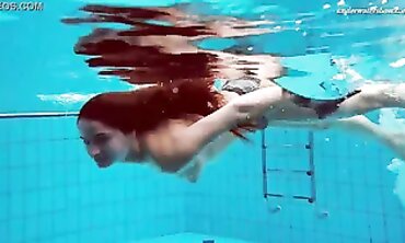 Liza Bubarek Swims Nude in the Pool