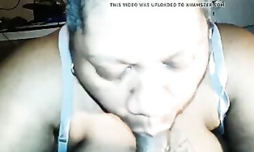 Black Amateur BBW Pleasure Sucks Cock While Drinking