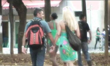 Huge-Chested Ash-Blonde Ladyboy Karolly Mel Screws Her Dude's Culo