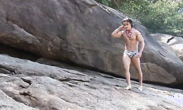 2 buff Mexican dudes deepthroat and smash on the beach