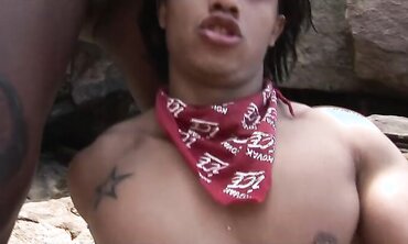2 buff Mexican dudes deepthroat and smash on the beach