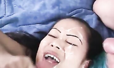 Busty Asian Candy Takes Double Penetration With Facial