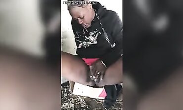 Ultra-Cutie Black Bombshell Gets Stuffed and Dripping